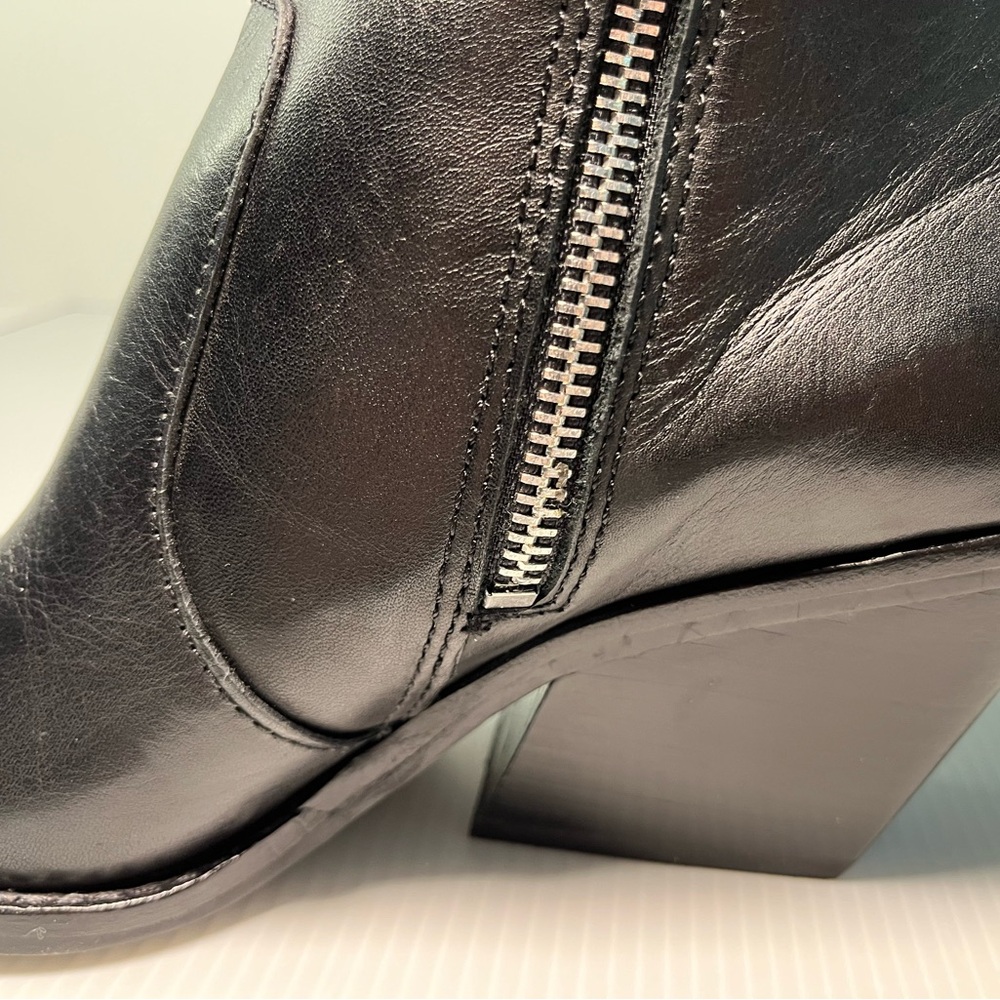 Dolce Vita  Volli Genuine Smooth Leather Ankle Western Boots - Black - Picture 12 of 14